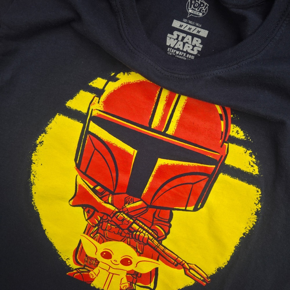 Funko Pop Star Wars Mandalorian Grogu Tee Mens Medium Navy Cotton Graphic Shirt